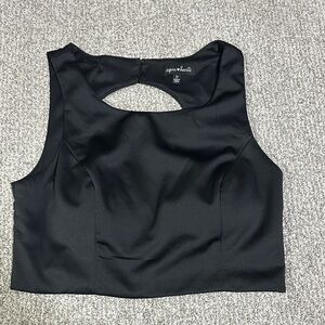 Sequin Hearts Elegant Black Crop Top